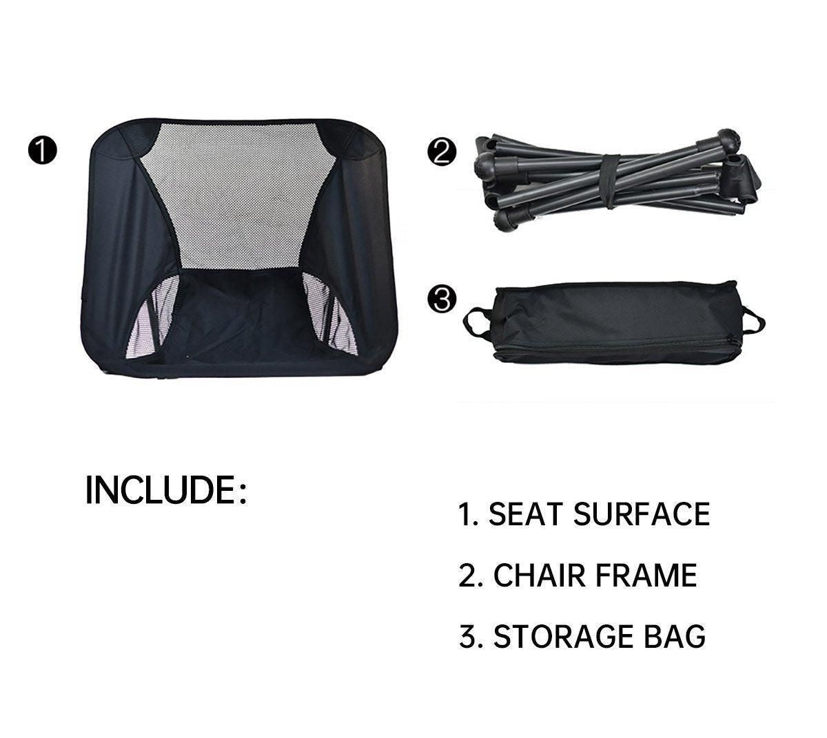 Outdoor Portable Lightweight Folding Camping Chair High Back Fishing Chair - White