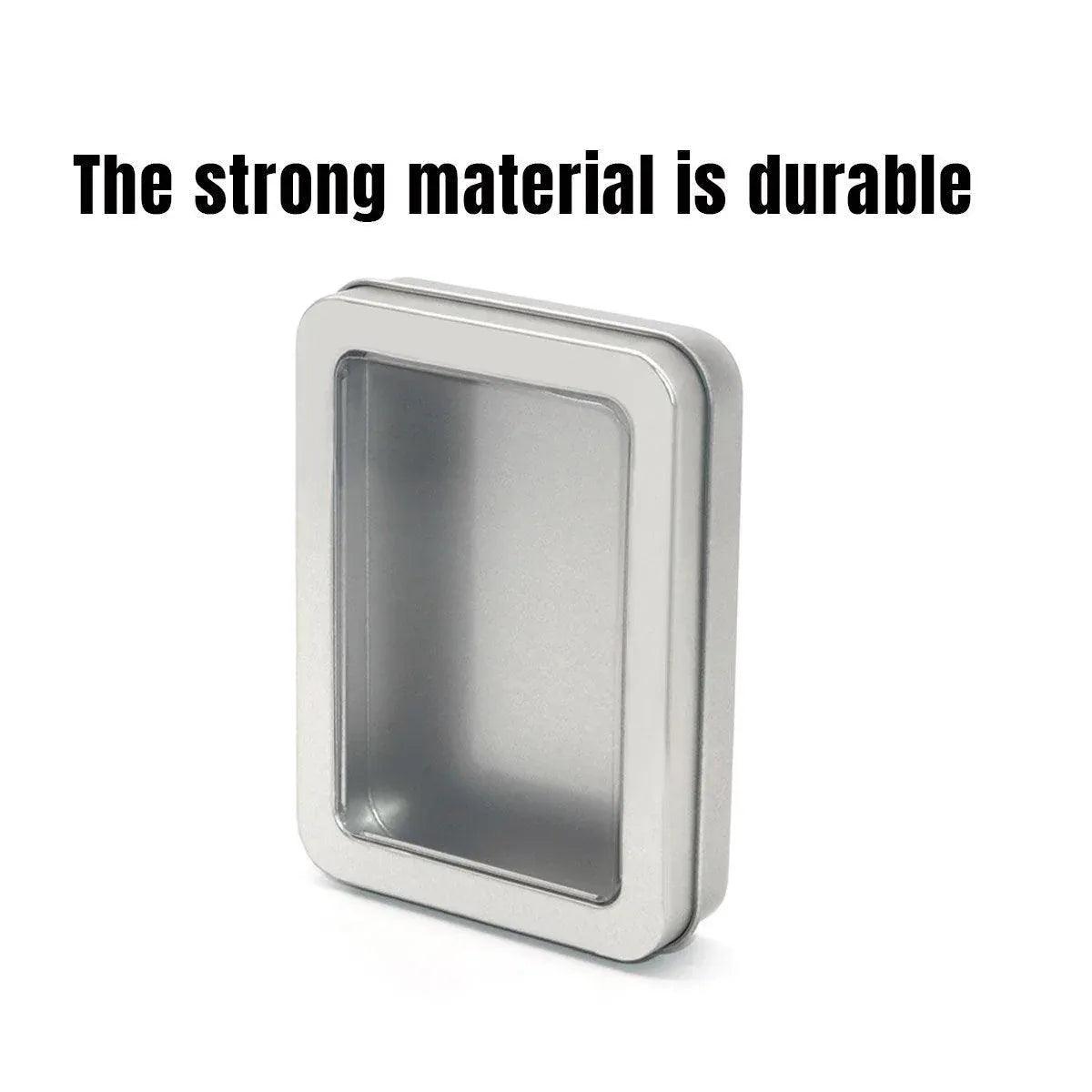 10pcs Metal Iron Box with Open Window Storage Rectangle Packaging Containers - 12.5x9x5cm