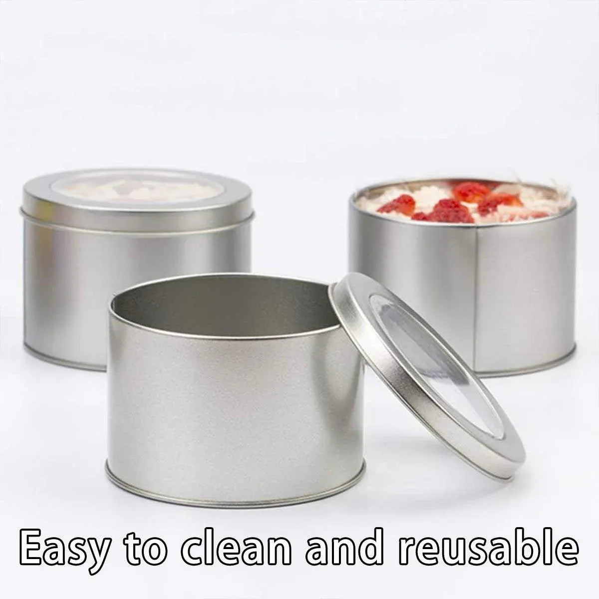 10pcs Open Window Cake Tin Box Bakery Biscuit Packaging Storage Tin Box Set - Gold