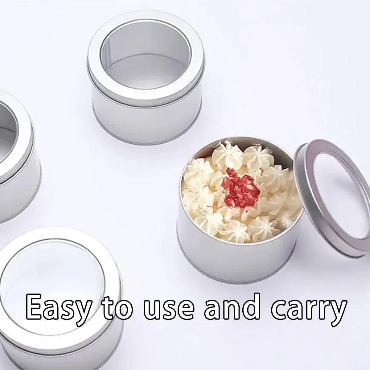 10pcs Open Window Cake Tin Box Bakery Biscuit Packaging Storage Tin Box Set - Gold