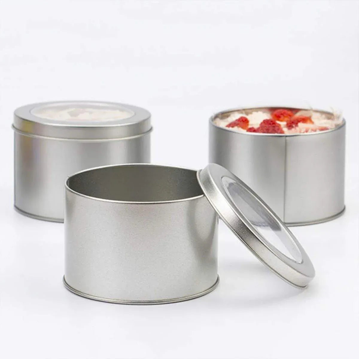 10pcs Open Window Cake Tin Box Bakery Biscuit Packaging Storage Tin Box Set - Gold