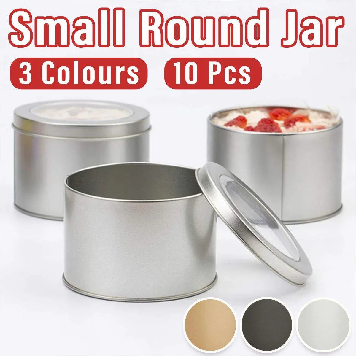 10pcs Open Window Cake Tin Box Bakery Biscuit Packaging Storage Tin Box Set - Gold
