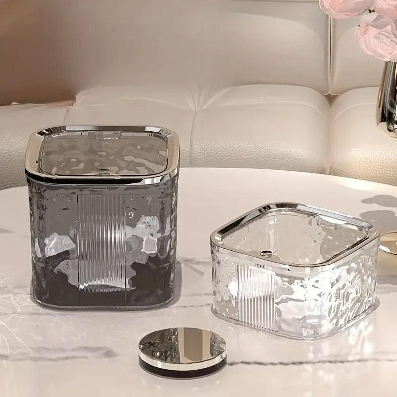 Desktop Mini Trash Can Small Waste Bin Storage Bucket for Office Kitchen Home - Grey-L