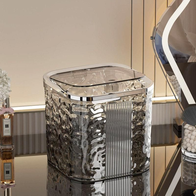 Desktop Mini Trash Can Small Waste Bin Storage Bucket for Office Kitchen Home - Grey-L