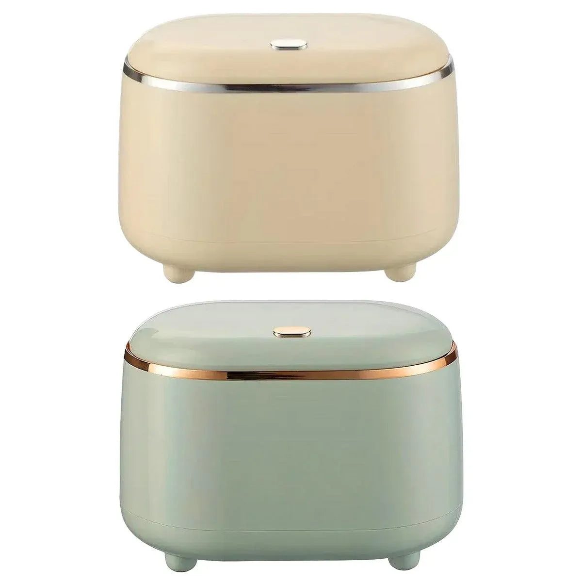 Small Desktop Trash Can Oval Pop Up Lid Rubbish Bin Waste Organizer Container - Green