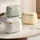 Small Desktop Trash Can Oval Pop Up Lid Rubbish Bin Waste Organizer Container - Green