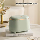 Small Desktop Trash Can Oval Pop Up Lid Rubbish Bin Waste Organizer Container - Green