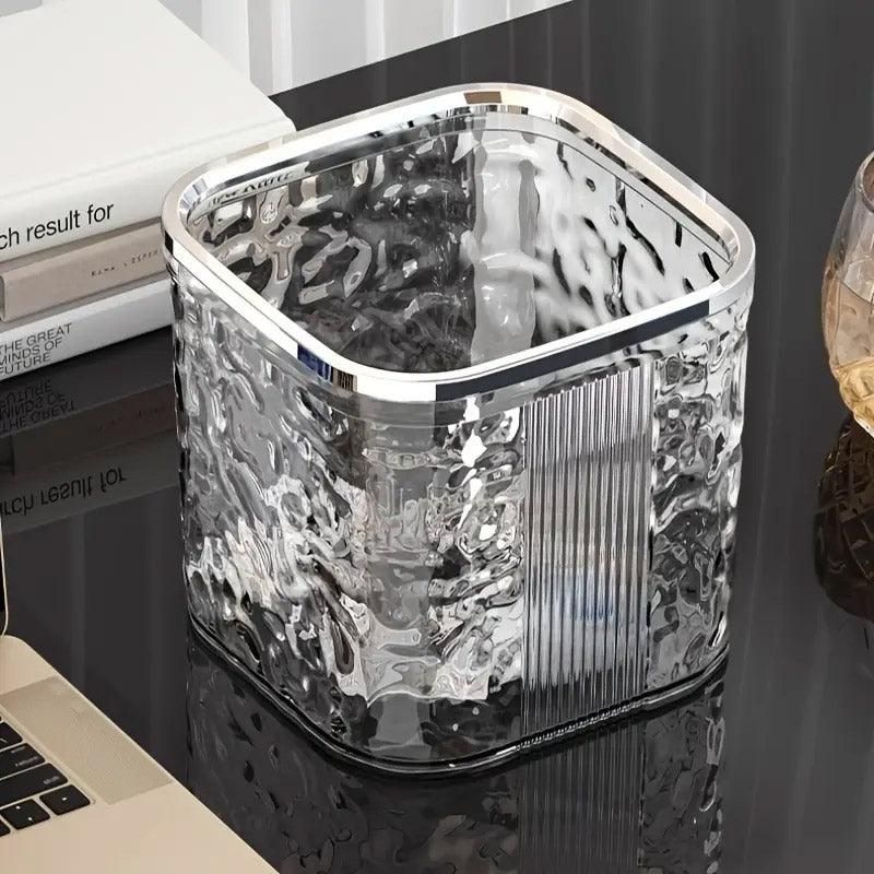 Desktop Mini Trash Can Small Waste Bin Storage Bucket for Office Kitchen Home - Grey-S