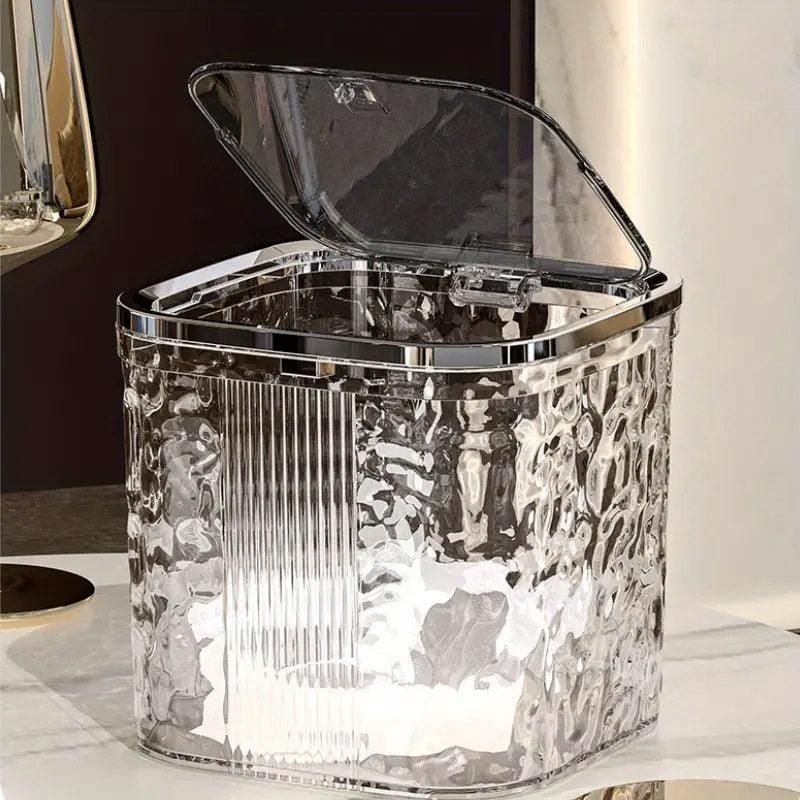 Desktop Mini Trash Can Small Waste Bin Storage Bucket for Office Kitchen Home - Grey-S