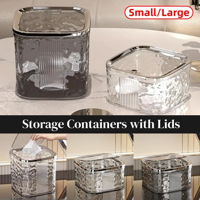 Desktop Mini Trash Can Small Waste Bin Storage Bucket for Office Kitchen Home - White-S