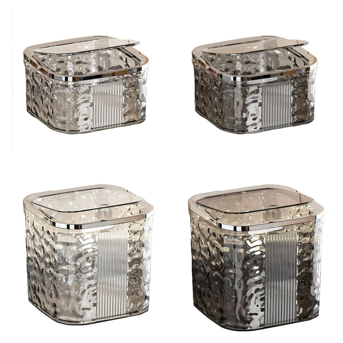 Desktop Mini Trash Can Small Waste Bin Storage Bucket for Office Kitchen Home - White-S