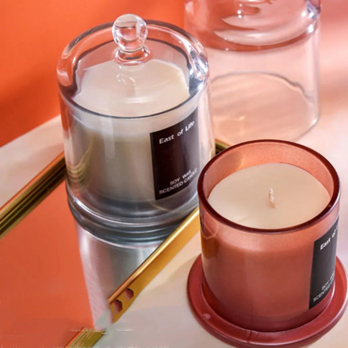 2Pcs Smokeless Glass Aromatherapy Candles Scented Gift Set for Relaxation - Freesia