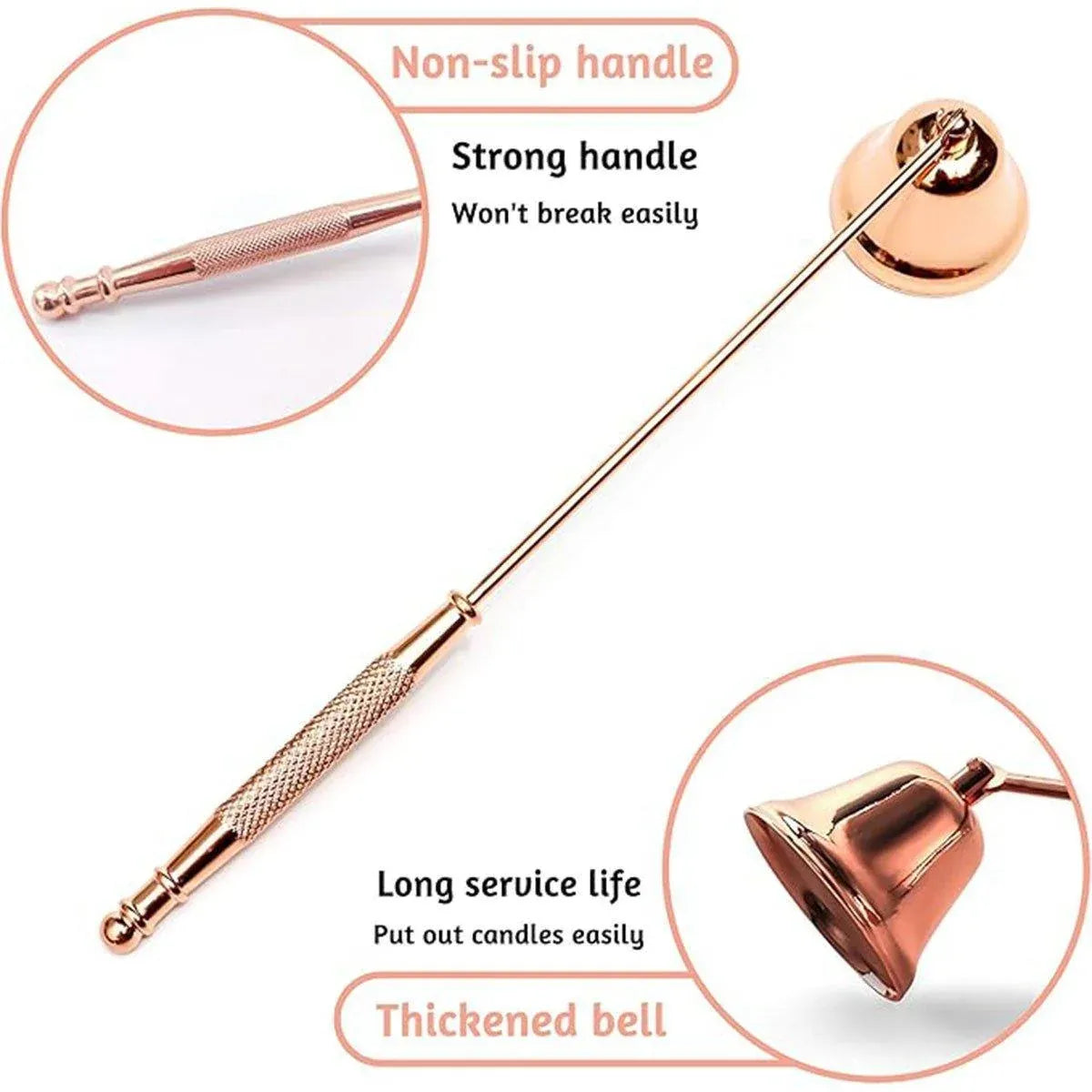 Stainless Steel Candle Flame Snuffer Candle Stopper Wick Snuffer Home Candle Tool - Rose Gold