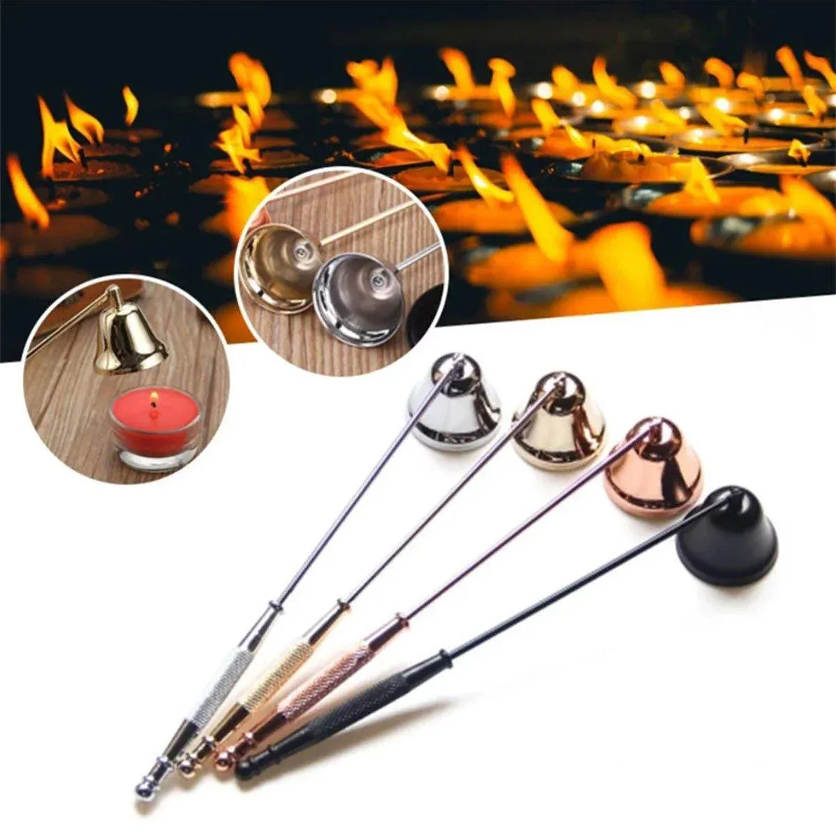 Stainless Steel Candle Flame Snuffer Candle Stopper Wick Snuffer Home Candle Tool - Rose Gold