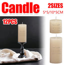 12pcs White Cylindrical Pillar Candles For Wedding Decor Long Burning Unscented - 5x10cm