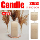 12pcs White Cylindrical Pillar Candles For Wedding Decor Long Burning Unscented - 5x10cm