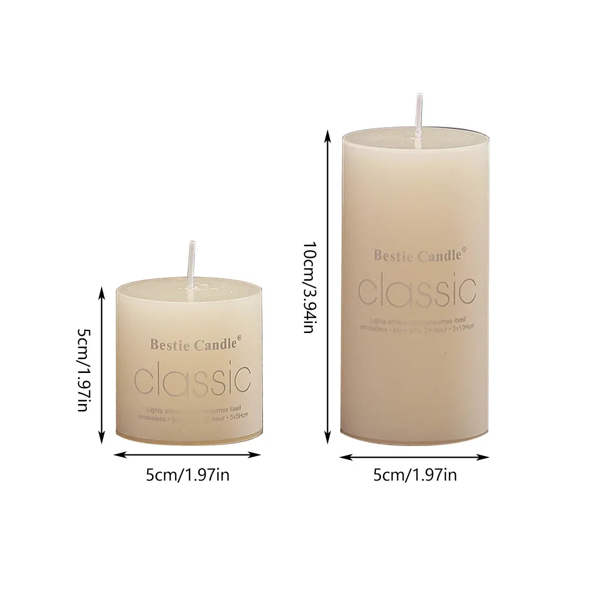 12pcs White Cylindrical Pillar Candles For Wedding Decor Long Burning Unscented - 5x5cm