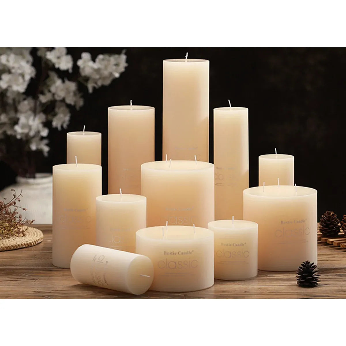 12pcs White Cylindrical Pillar Candles For Wedding Decor Long Burning Unscented - 5x5cm