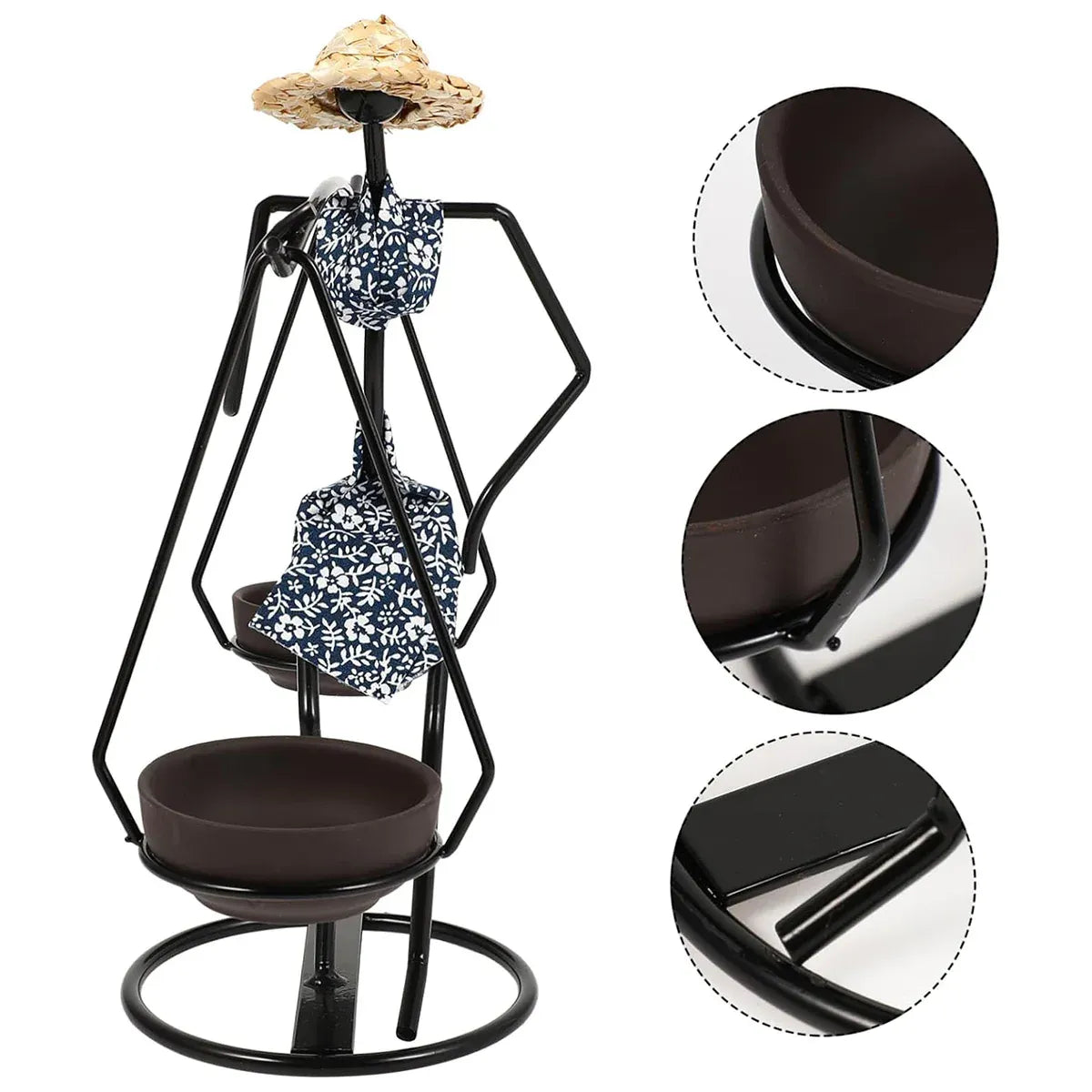 Candle Holder Stand Metal Candlestick Restaurant Table Centrepiece Display Decor - Serving Tray Set