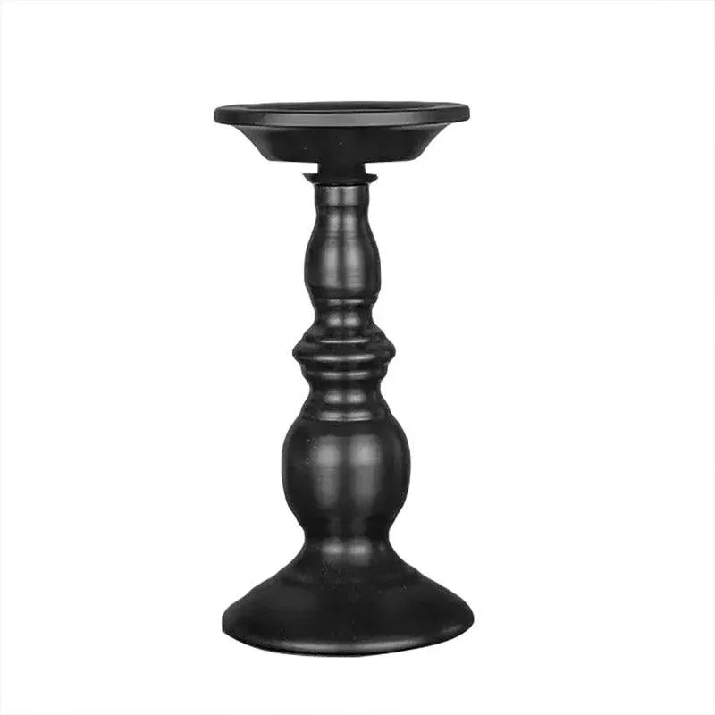 2pcs Black Iron Candle Holders for Candlelight Dinner Atmosphere Decoration Set