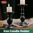 2pcs Black Iron Candle Holders for Candlelight Dinner Atmosphere Decoration Set