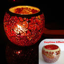 2Pcs Fashion European Glass Mosaic Candle Cups Decorative Tabletop Home Decor - Green
