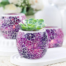 2Pcs Fashion European Glass Mosaic Candle Cups Decorative Tabletop Home Decor - Green