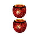2Pcs Fashion European Glass Mosaic Candle Cups Decorative Tabletop Home Decor - Red