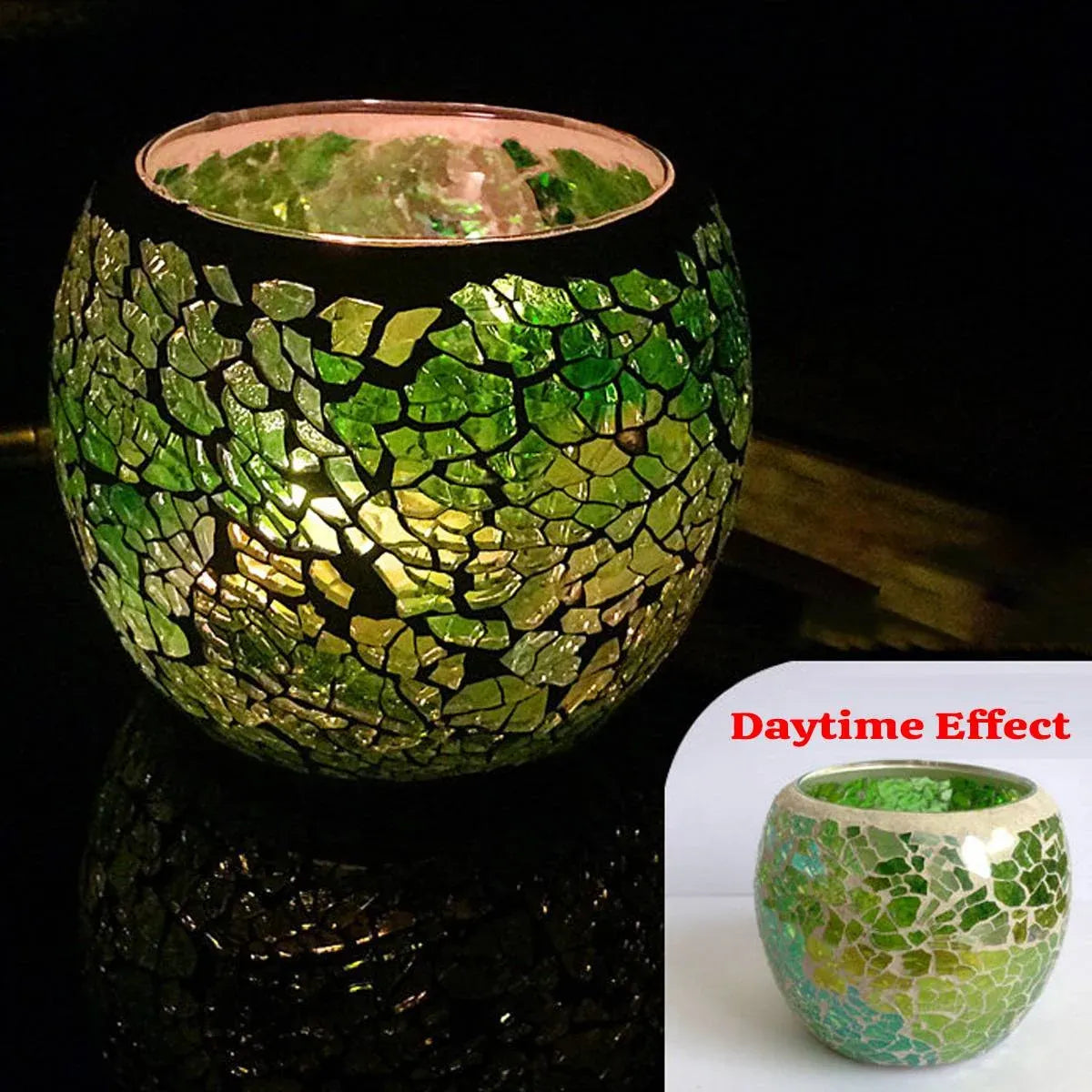 2Pcs Fashion European Glass Mosaic Candle Cups Decorative Tabletop Home Decor - Red