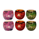 2Pcs Fashion European Glass Mosaic Candle Cups Decorative Tabletop Home Decor - Purple