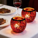 2Pcs Fashion European Glass Mosaic Candle Cups Decorative Tabletop Home Decor - Purple