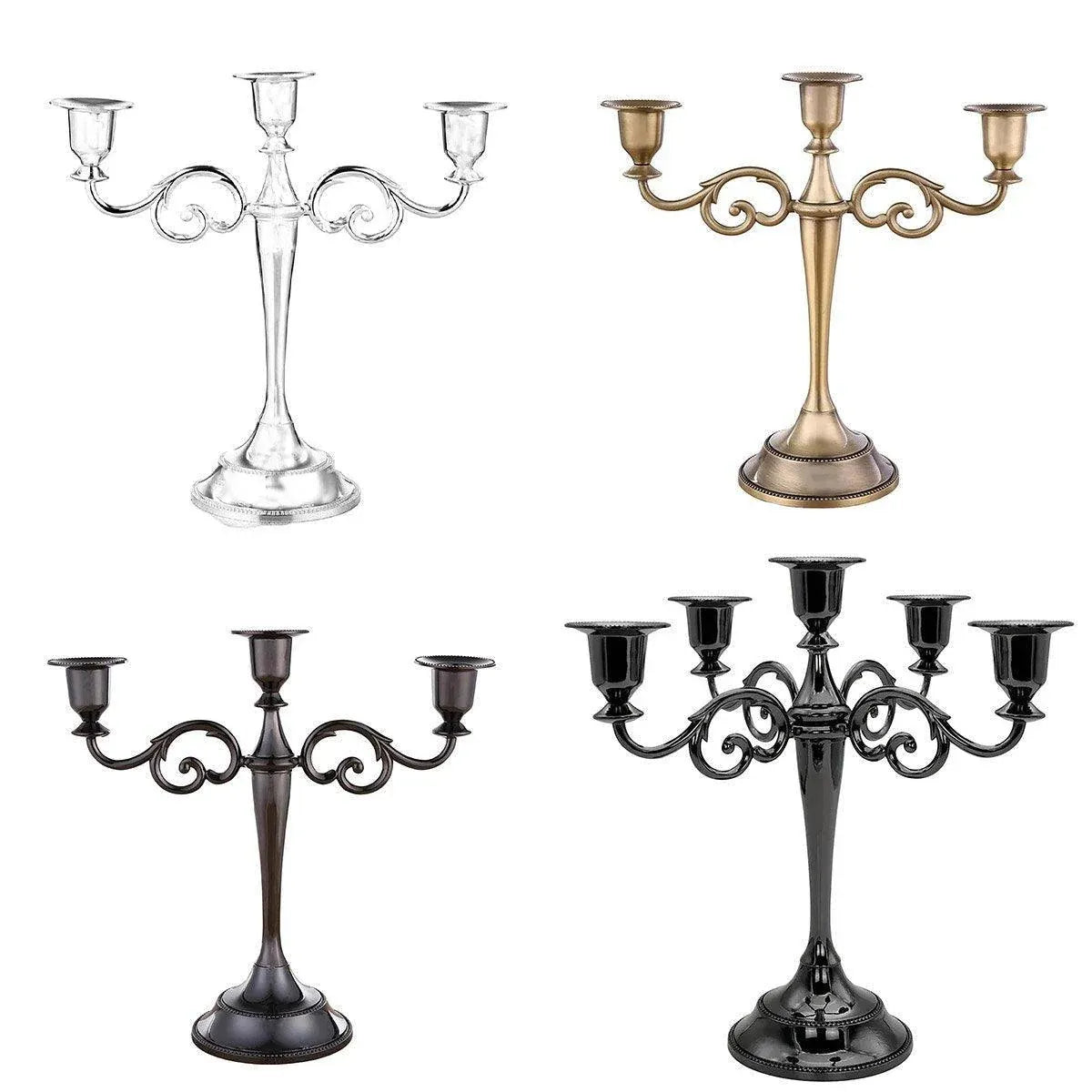 3/5 Arms Alloy Candle Holder Stand Candlesticks Candelabra Wedding Home Decor - 3-Bronze