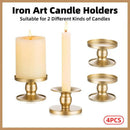 4PCS Gold Wrought Iron Candle Holder Tray Decorative Candle Cup Stand Home Decor