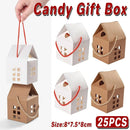 25pcs Small House Cookie Candy Box Portable Paper Gift Packing Box Party Favor - Khaki