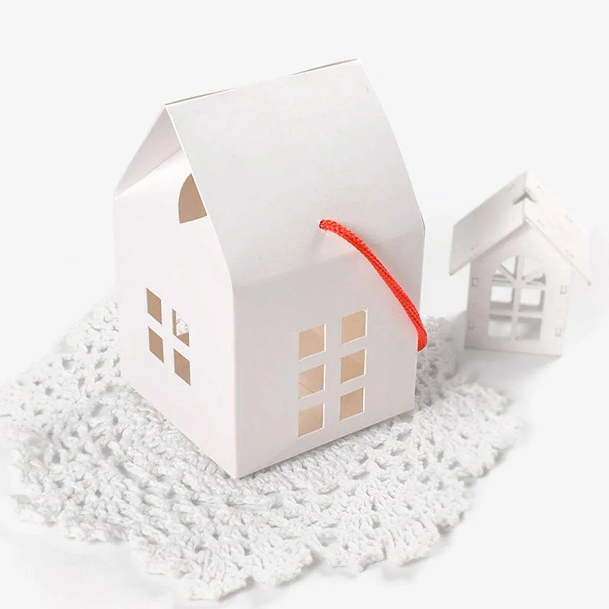 25pcs Small House Cookie Candy Box Portable Paper Gift Packing Box Party Favor - Khaki