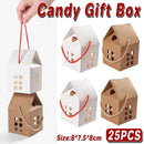 25pcs Small House Cookie Candy Box Portable Paper Gift Packing Box Party Favor - White