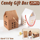 25pcs Small House Cookie Candy Box Portable Paper Gift Packing Box Party Favor - White