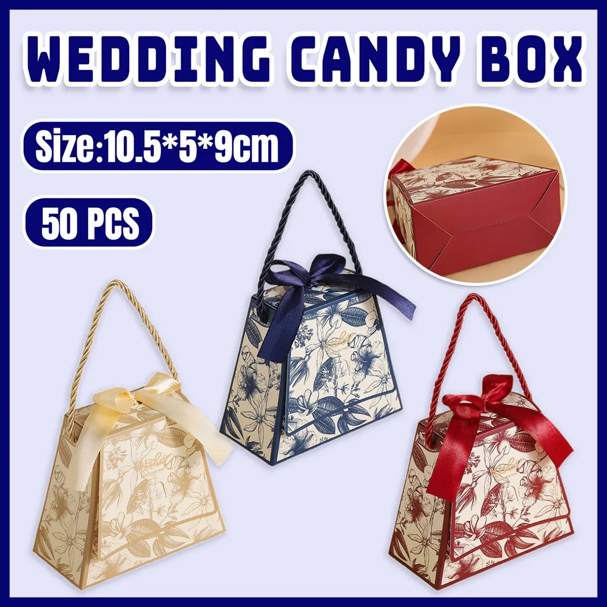 50pcs Wedding Candy Box Gift Box for Party Favors Decorative Candy Packaging - Champagne