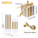 100Pcs Square Favour Boxes with Ribbon Wedding Birthday Party Decorative Gift Box - Gold