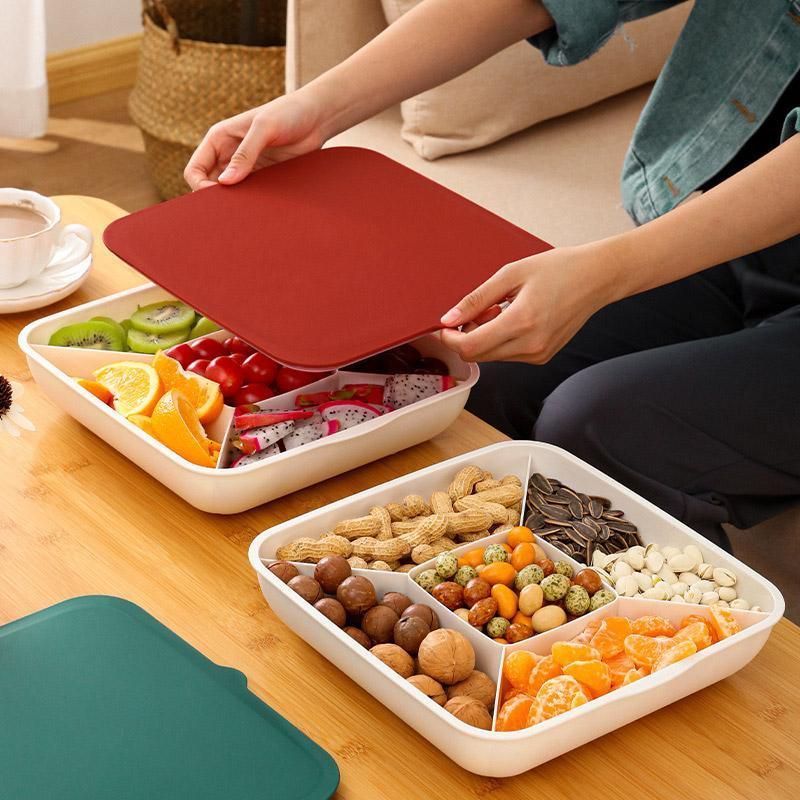 Plastic Fruit Plate Candy Box Dried Fruit Storage Box Snacks Nuts Tray Holder - Green
