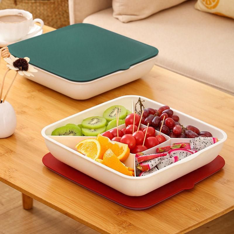 Plastic Fruit Plate Candy Box Dried Fruit Storage Box Snacks Nuts Tray Holder - Green