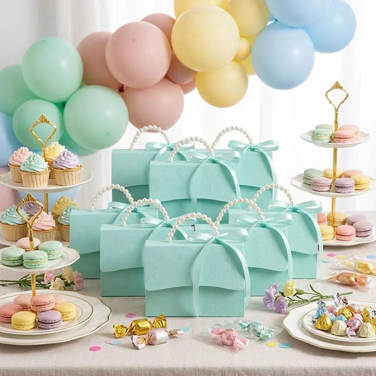 20pcs Pearl Handle Gift Box Set Wedding Favour Candy Box Party Packaging - S