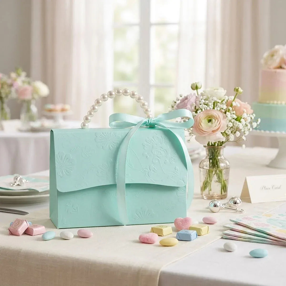 20pcs Pearl Handle Gift Box Set Wedding Favour Candy Box Party Packaging - S