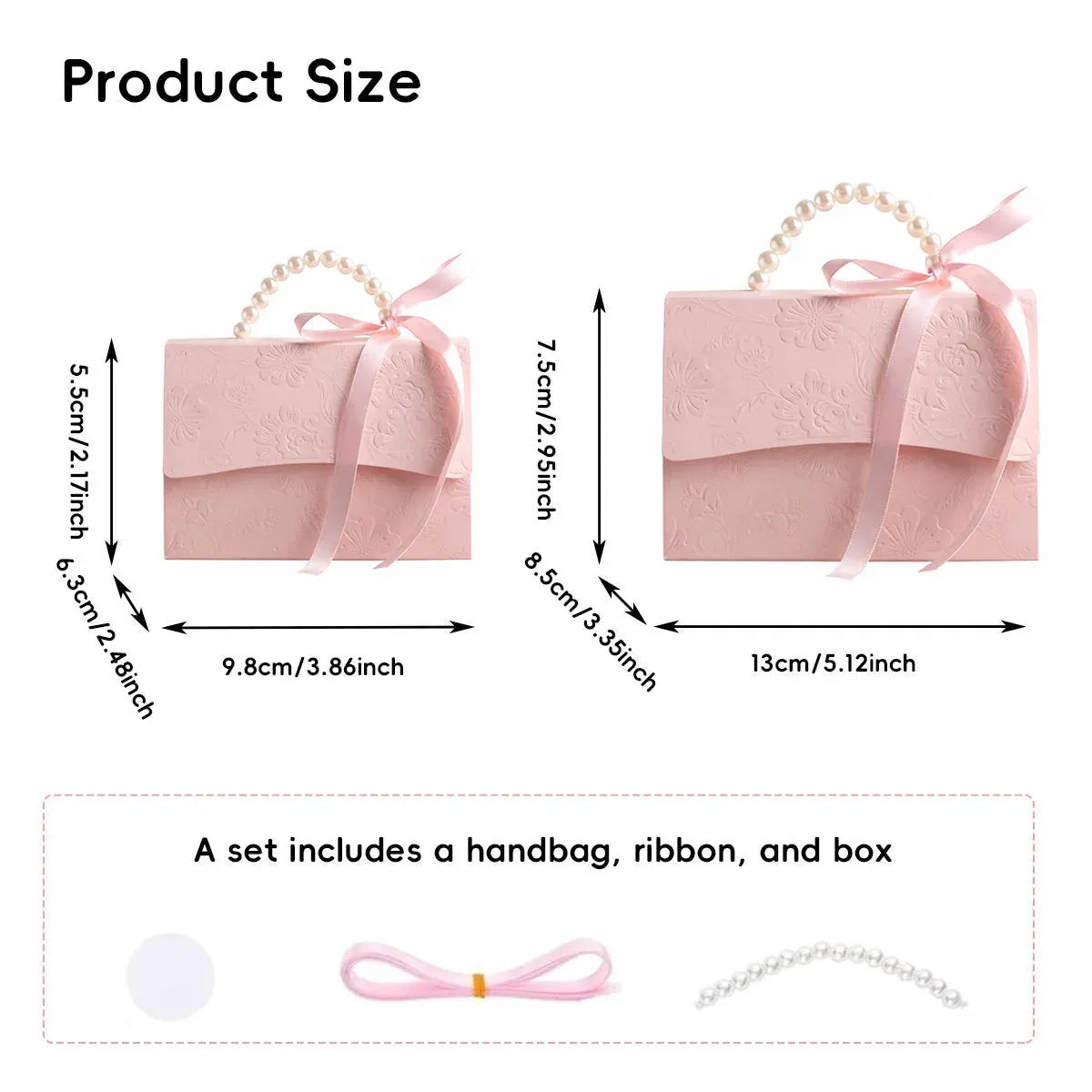 20pcs Pink Pearl Handle Gift Box Set Wedding Favour Candy Party Packaging - S