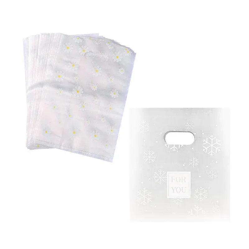 100Pcs Clear Daisy Cookie Bags with Handle - Party Candy Packaging - Daisy