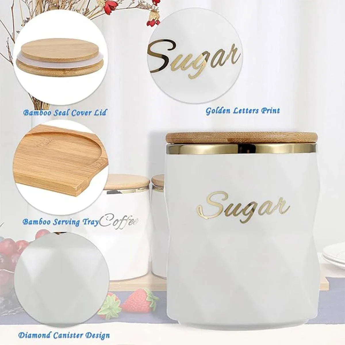 Ceramic Sealed Storage Jar Kitchen Spice Coffee Tea Container Airtight Canister - Black