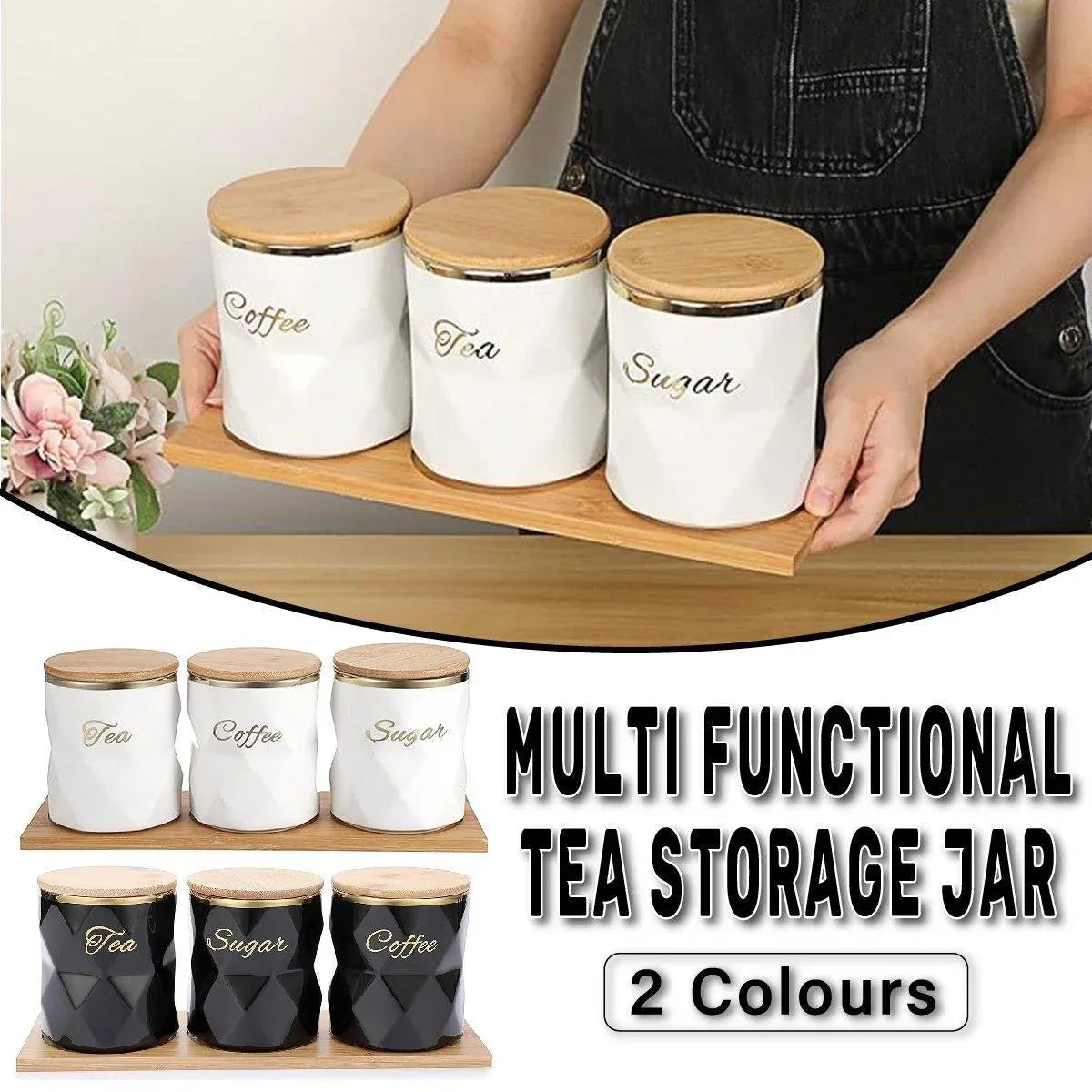 Ceramic Sealed Storage Jar Kitchen Spice Coffee Tea Container Airtight Canister - White