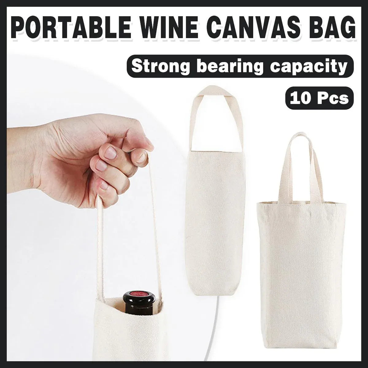 10pcs Portable Wine Bag Canvas Burlap Bottle Packing Holder for Gift Storage - 30x15x8cm