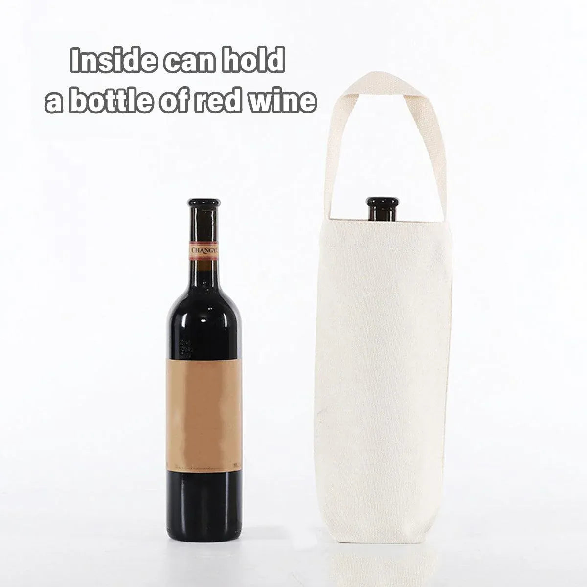 10pcs Portable Wine Bag Canvas Burlap Bottle Packing Holder for Gift Storage - 30x15x8cm