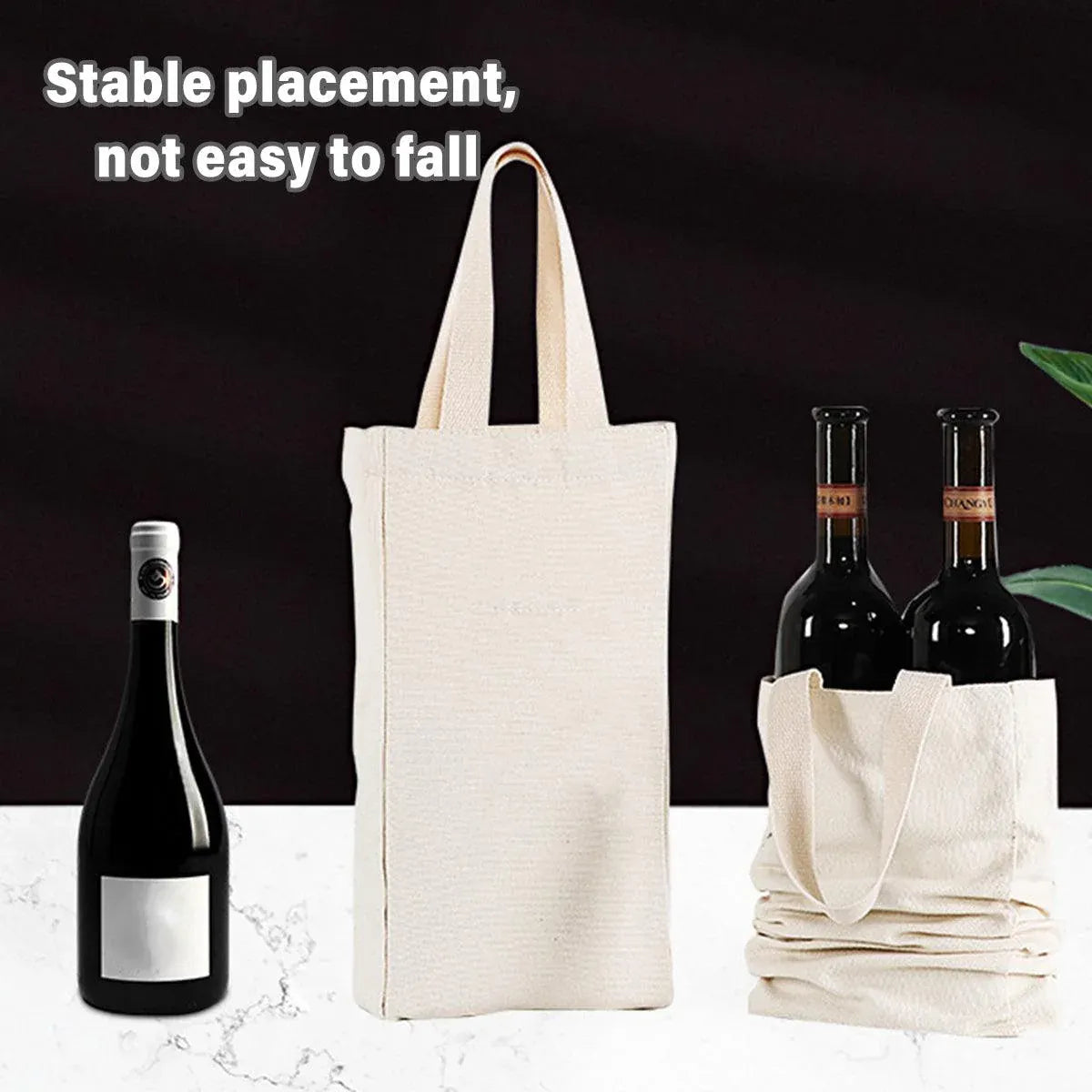 10pcs Portable Wine Bag Canvas Burlap Bottle Packing Holder for Gift Storage - 30x15x8cm